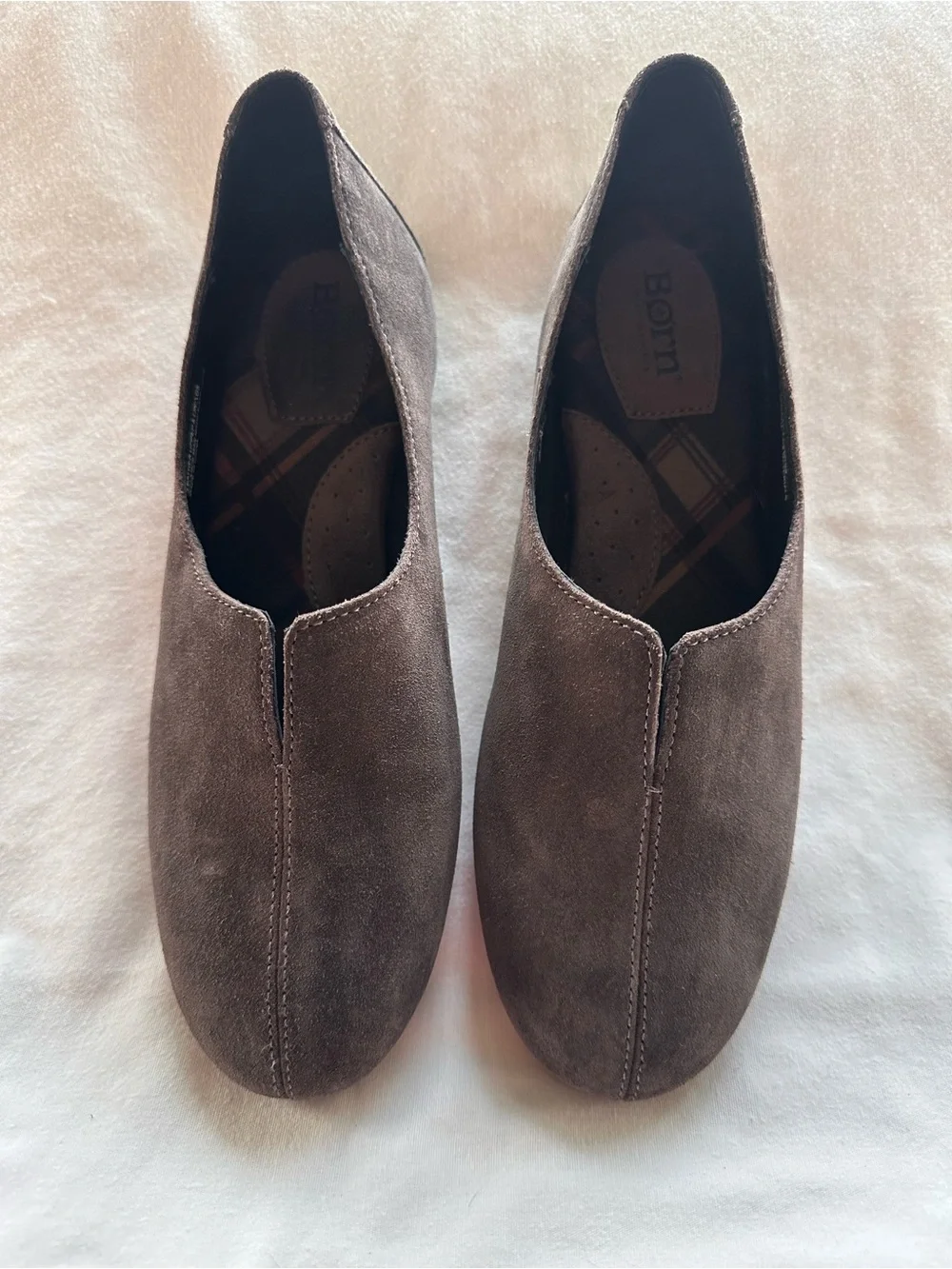 Born Women’s Dark Grey Suede Slip-On flats.